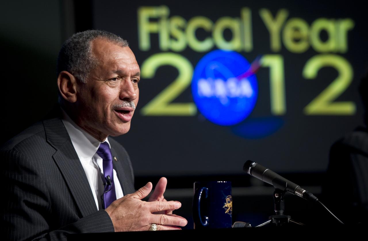NASA Administrator Charles Bolden responds to a reporter's question during an overview briefing on NASA's fiscal year 2012 budget, Monday, Feb. 14, 2011 at NASA Headquarters in Washington.  Photo Credit: (NASA/Bill Ingalls)