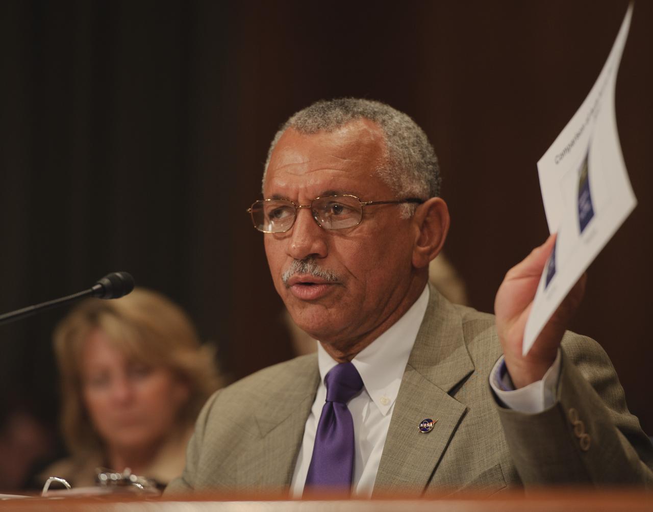 NASA Administrator Charles Bolden testifies in front of the Senate Appropriations Committee, Monday, April 11, 2011, at the Dirksen Senate Office Building on Capitol Hill in Washington. Photo Credit: (NASA/Paul E. Alers)
