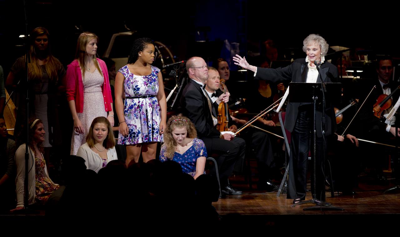 Actress June Lockhart speaks at a program entitled Human Spaceflight: The Kennedy Legacy, Wednesday, May 25, 2011, in the concert hall at the John F. Kennedy Center for the Performing Arts in Washington. The event marked the 50th Anniversary of President John F. Kennedy's Special Message to the Congress on Urgent National Needs in which he stated "landing a man on the moon and returning him safely to earth". Photo Credit: (NASA/Paul E. Alers)