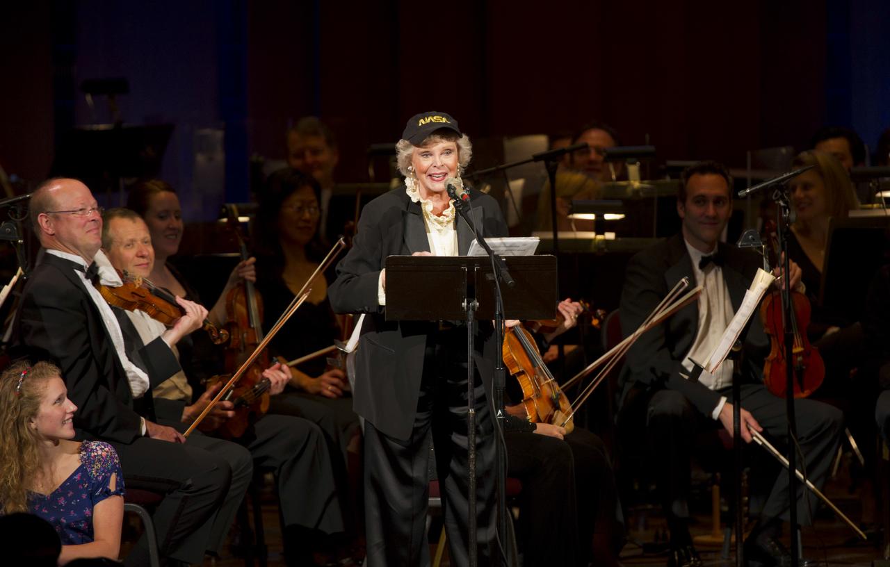 Actress June Lockhart delivers remarks during a program entitled Human Spaceflight: The Kennedy Legacy, Wednesday, May 25, 2011, in the concert hall at the John F. Kennedy Center for the Performing Arts in Washington. The event marked the 50th Anniversary of President John F. Kennedy's Special Message to the Congress on Urgent National Needs in which he stated "landing a man on the moon and returning him safely to earth". Photo Credit: (NASA/Paul E. Alers)