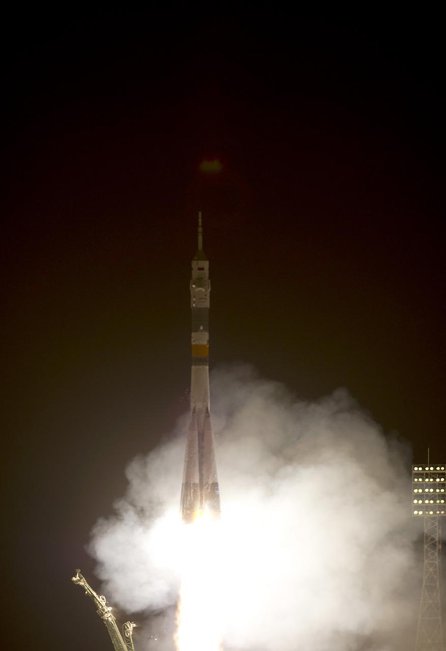 The Soyuz TMA-02M spacecraft launches from the Baikonur Cosmodrome in Kazakhstan early Wednesday, June 8, 2011 carrying Expedition 28 Soyuz Commander Sergei Volkov of Russia, NASA Flight Engineer Mike Fossum and JAXA (Japan Aerospace Exploration Agency) Flight Engineer Satoshi Furukawa to the International Space Station. They will arrive at the station Thursday to join the Expedition 28 crew. Photo Credit: (NASA/Carla Cioffi)