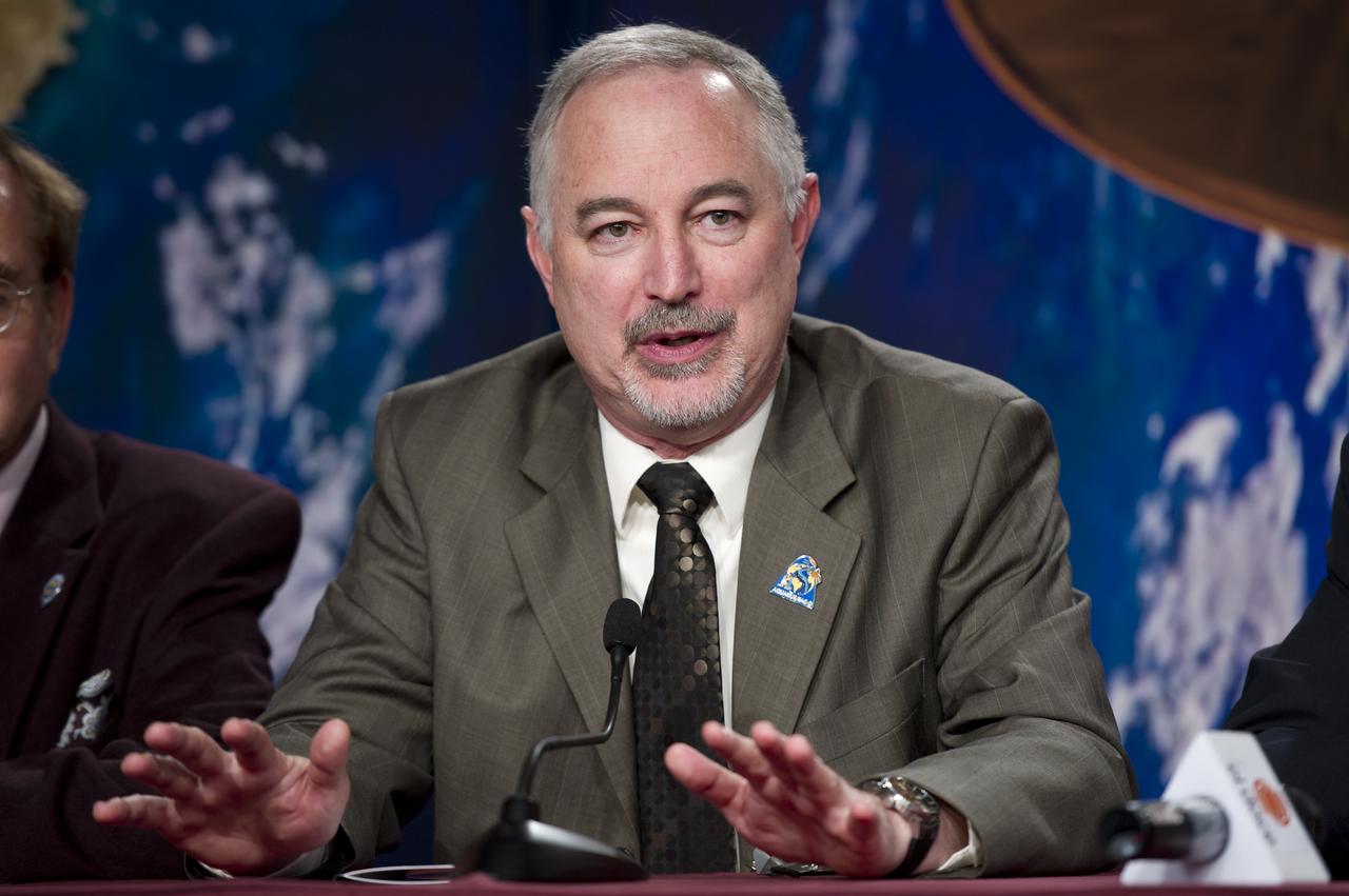 Charles Gay, Deputy Associate Administrator, NASA Science Mission Directorate, talks during the Aquarius/SAC-D post-launch press conference on Friday, June 10, 2011 at the NASA Resident Office, Vandenberg Air Force Base, Calif. The joint U.S./Argentinian Aquarius/Satélite de Aplicaciones Científicas (SAC)-D mission, launched earlier on Friday June 10, will map the salinity at the ocean surface, information critical to improving our understanding of two major components of Earth's climate system: the water cycle and ocean circulation. Photo Credit: (NASA/Bill Ingalls)