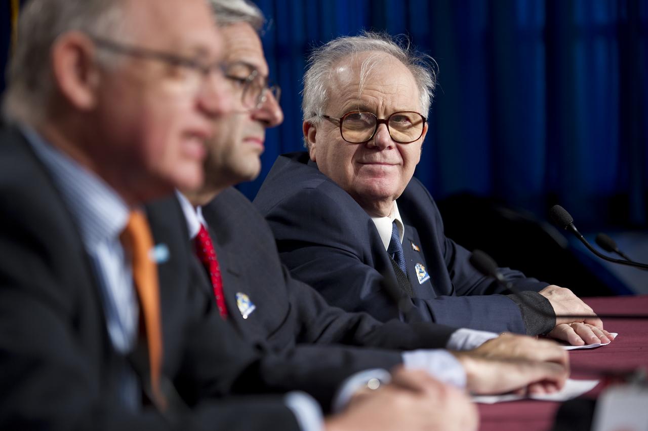 Conrado Varotto, CONAE Executive and Technical Director, Buenos Aires, looks on as other panelest speak during the Aquarius/SAC-D post-launch press conference on Friday, June 10, 2011 at the NASA Resident Office, Vandenberg Air Force Base, Calif. The joint U.S./Argentinian Aquarius/Satélite de Aplicaciones Científicas (SAC)-D mission, launched earlier on Friday June 10, will map the salinity at the ocean surface, information critical to improving our understanding of two major components of Earth's climate system: the water cycle and ocean circulation. Photo Credit: (NASA/Bill Ingalls)