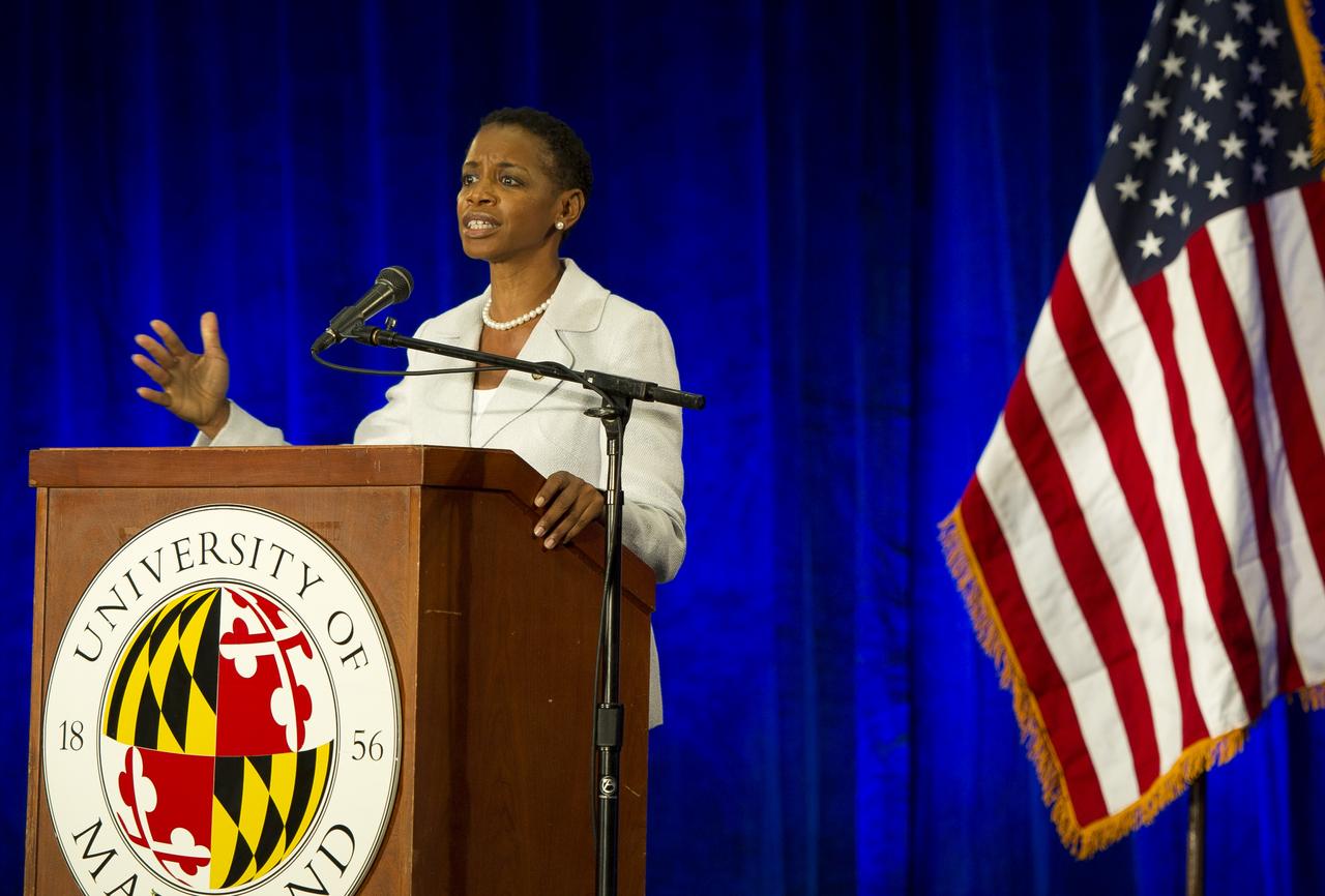 U.S. Rep. Donna Edwards, D-Md., addresses the audience at the 2011 NASA Future Forum, Thursday, Aug. 11, 2011, at the Riggs Alumni Center on the campus of the University of Maryland in College Park, Md. Photo Credit: (NASA/Paul E. Alers)