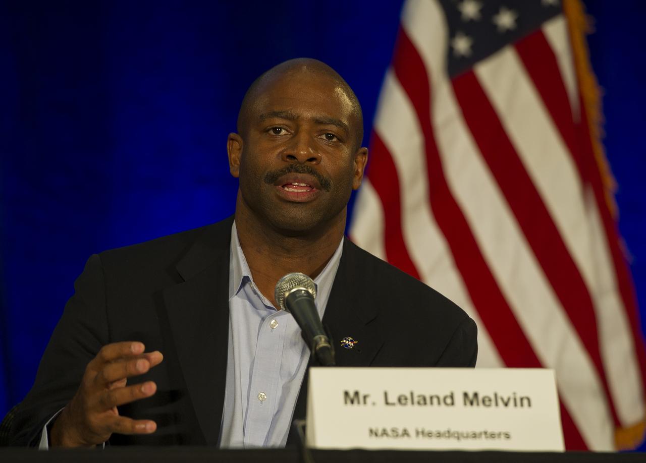 Leland Melvin, NASA Associate Administrator for Education, speaks during a panel discussion on inspiration in education at the 2011 NASA Future Forum held at the Riggs Alumni Center on the campus of the University of Maryland, Thursday, Aug. 11, 2011, in College Park, Md. Photo Credit: (NASA/Paul E. Alers)