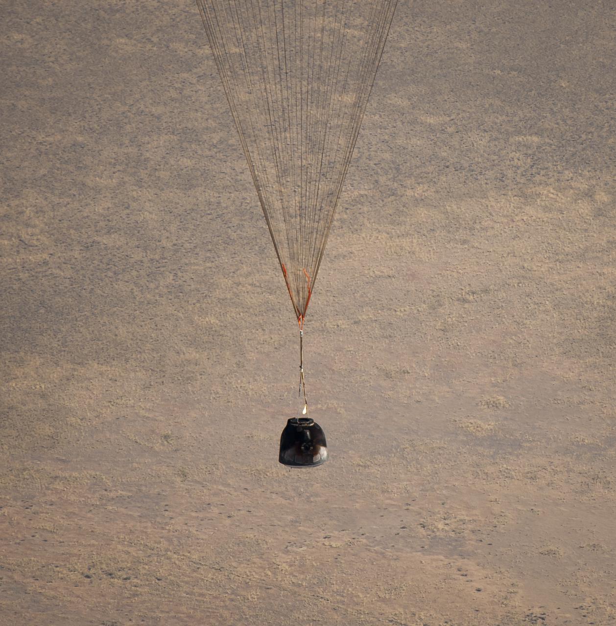 The Soyuz TMA-21 spacecraft is seen as it lands with Expedition 28 Commander Andrey Borisenko, and Flight Engineers Ron Garan, and Alexander Samokutyaev in a remote area outside of the town of Zhezkazgan, Kazakhstan, on Friday, Sept. 16, 2011. NASA Astronaut Garan, Russian Cosmonauts Borisenko and Samokutyaev are returning from more than five months onboard the International Space Station where they served as members of the Expedition 27 and 28 crews. Photo Credit: (NASA/Bill Ingalls)