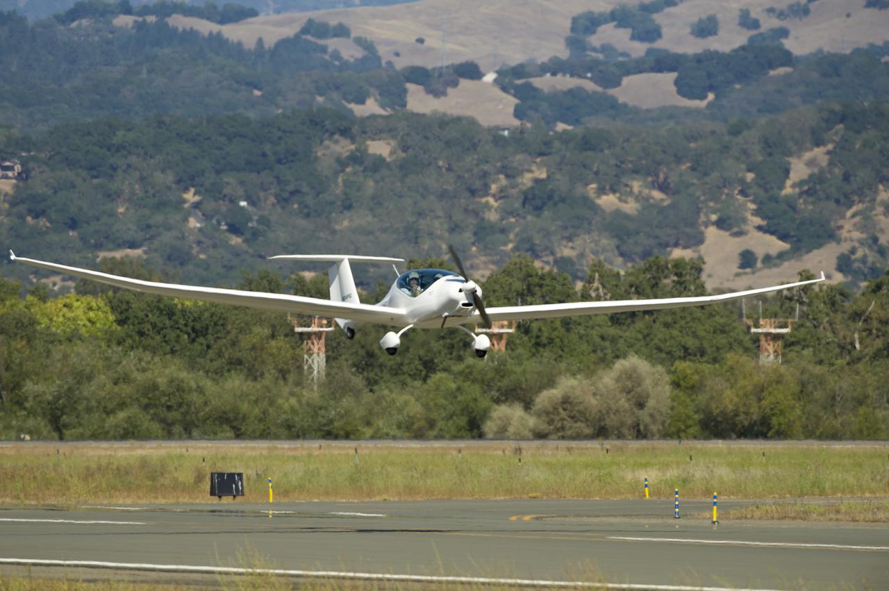 The PhoEnix aircraft takes off during the 2011 Green Flight Challenge, sponsored by Google, at the Charles M. Schulz Sonoma County Airport in Santa Rosa, Calif. on Monday, Sept. 26, 2011.  NASA and the Comparative Aircraft Flight Efficiency (CAFE) Foundation are having the challenge with the goal to advance technologies in fuel efficiency and reduced emissions with cleaner renewable fuels and electric aircraft. Photo Credit: (NASA/Bill Ingalls)
