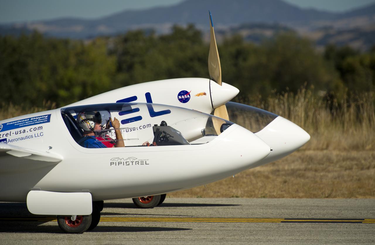The Pipistrel-USA, Taurus G4 aircraft prepares to takeoff for the miles per gallon (MPG) flight during the 2011 Green Flight Challenge, sponsored by Google, at the Charles M. Schulz Sonoma County Airport in Santa Rosa, Calif. on Tuesday, Sept. 27, 2011. NASA and the Comparative Aircraft Flight Efficiency (CAFE) Foundation are having the challenge with the goal to advance technologies in fuel efficiency and reduced emissions with cleaner renewable fuels and electric aircraft. Photo Credit: (NASA/Bill Ingalls)