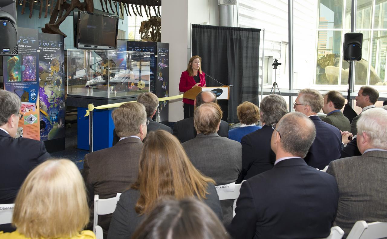 NASA Deputy Administrator Lori Garver speaks at the presentation of the permanent exhibit of the James Webb Space Telescope at the Maryland Science Center on Wednesday, Oct. 26, 2011 in Baltimore.  Photo Credit:  (NASA/Carla Cioffi)