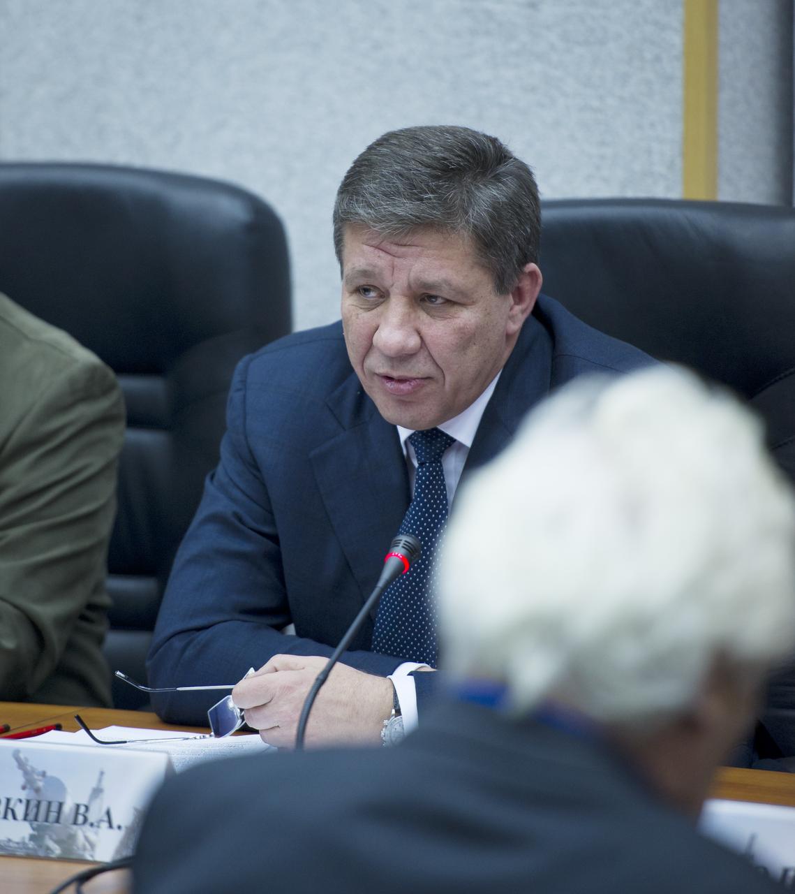 Vladimir Popovkin, Head of the Russian Federal Space Agency (ROSCOSMOS) speaks during the State Commission meeting to approve the Soyuz launch of Expedition 29 to the International Space Station, Saturday, Nov. 12, 2011, at the Cosmonaut Hotel in Baikonur, Kazakhstan. The mission is set to launch November 14 from the Baikonur Cosmodrome. Photo Credit: (NASA/Carla Cioffi)