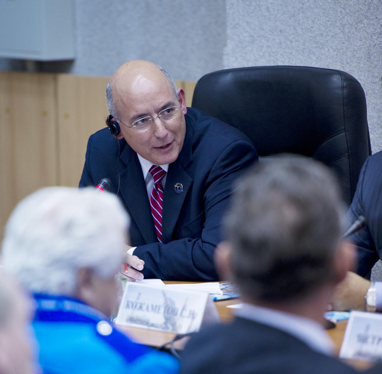 Michael Suffredini, Manager, International Space Station (ISS) Program speaks during the State Commission meeting to approve the Soyuz launch of Expedition 29 to the International Space Station, Saturday, Nov. 12, 2011, at the Cosmonaut Hotel in Baikonur, Kazakhstan. The mission is set to launch November 14 from the Baikonur Cosmodrome.  Photo Credit: (NASA/Carla Cioffi)