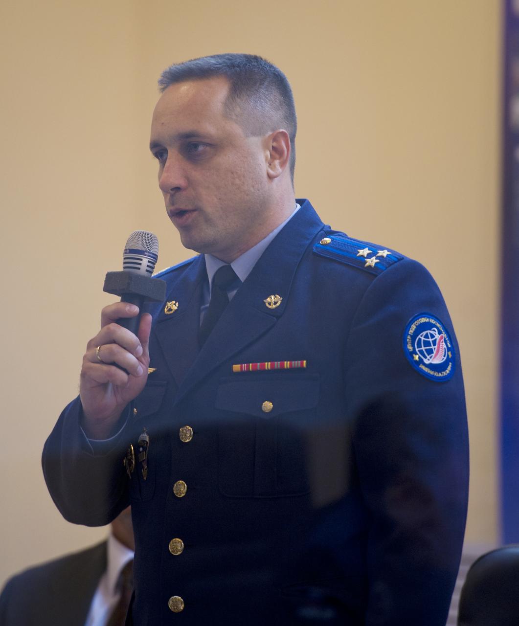 Expedition 29 Soyuz Commander Anton Shkaplerov speaks during the State Commission meeting to approve the Soyuz launch of Expedition 29 to the International Space Station, Saturday, Nov. 12, 2011 at the Cosmonaut Hotel in Baikonur, Kazakhstan.  The mission is set to launch November 14 from the Baikonur Cosmodrome.  Photo Credit: (NASA/Carla Cioffi)