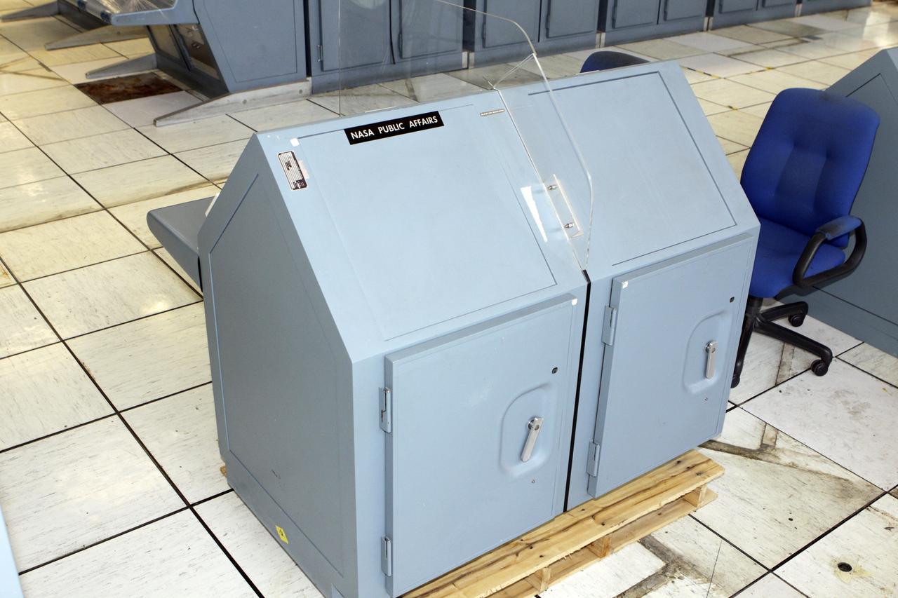 Firing Room 3 PAO Console Being Readied for VIC Atlantis Display