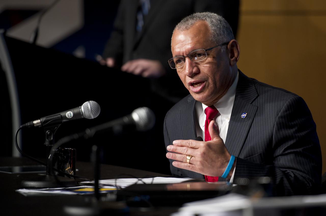 NASA Administrator Charles Bolden responds to a reporter's question during an overview briefing on NASA's fiscal year 2013 budget, Monday, Feb. 13, 2012 at NASA Headquarters in Washington. Photo Credit: (NASA/Bill Ingalls)