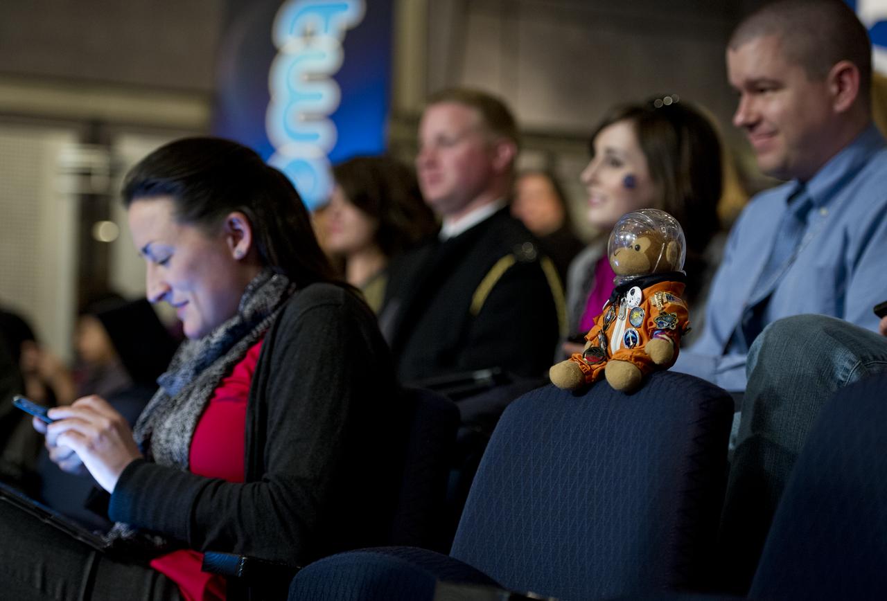 NASA Twitter followers are seen at a Tweetup hosted by NASA astronaut Ron Garan at NASA Headquarters in Washington, Tuesday, Feb. 14, 2012.  Garan was a flight engineer on both the Expedition 27 and 28 missions at the International Space Station.  Photo Credit:  (NASA/Carla Cioffi)