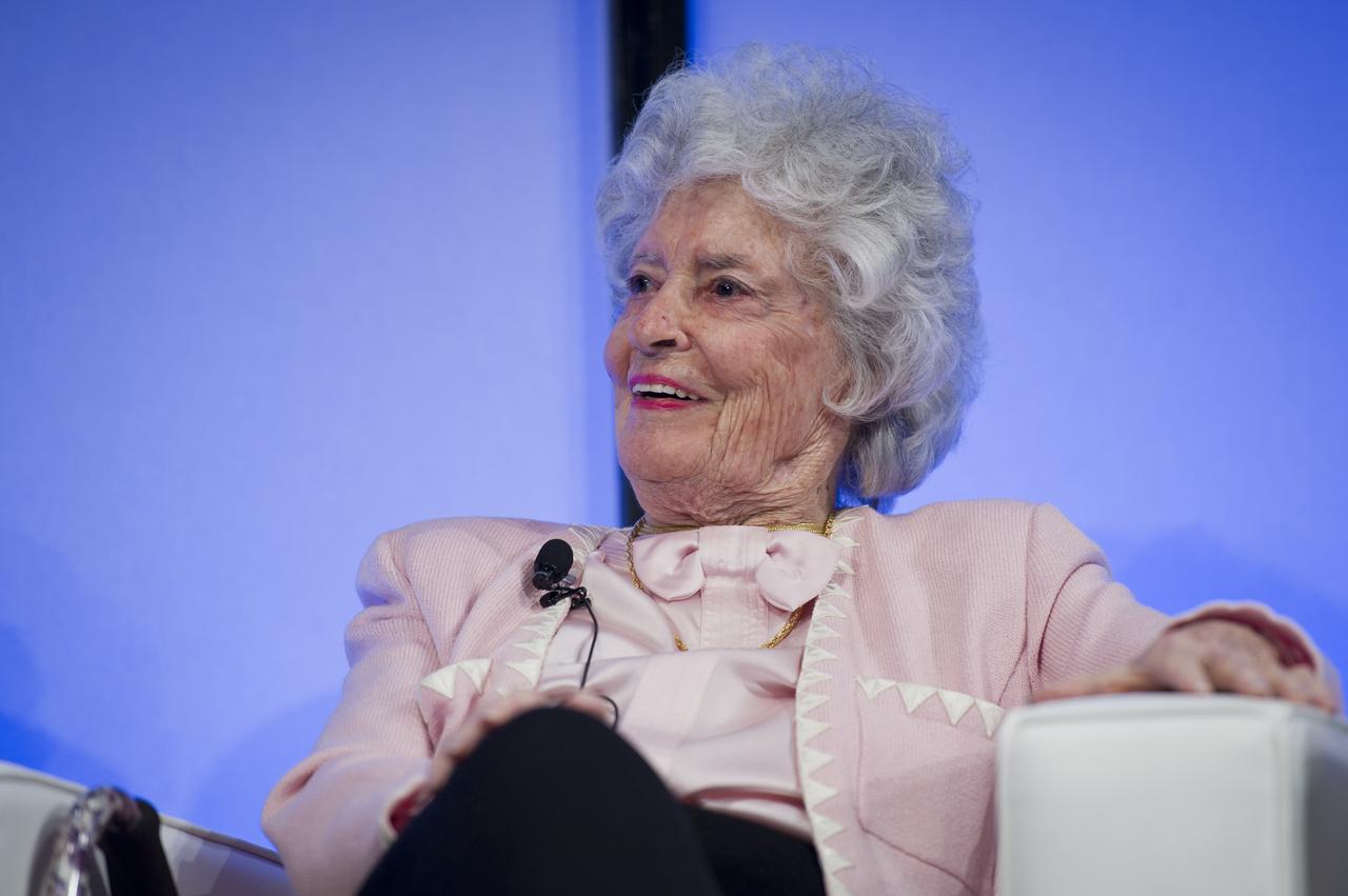 Sen. John Glenn's wife Annie listens to an interviewers question during a celebration dinner at The Ohio State University honoring the 50th anniversary of John Glenn's historic flight aboard Friendship 7 Monday, Feb. 20, 2012, in Columbus, Ohio. Glenn was the first American to orbit Earth.  Photo Credit: (NASA/Bill Ingalls)