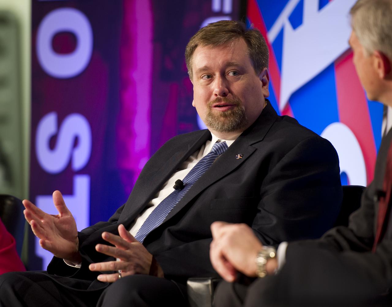 NASA Chief Technologist Mason Peck talks during the NASA Future Forum at The Ohio State University on Tuesday, Feb. 21, 2012 in Columbus, Ohio. The NASA Future Forum features panel discussions on the importance of education to our nation's future in space, the benefit of commercialized space technology to our economy and lives here on Earth, and the shifting roles for the public, commercial and international communities in space. Photo Credit: (NASA/Bill Ingalls)