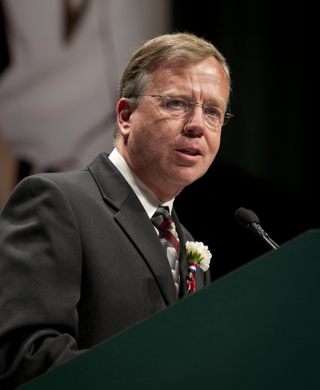 Former NASA Astronaut Steve Lindsey gives remarks at an event celebrating John Glenn's legacy and 50 years of americans in orbit held at the Cleveland State University Wolstein Center on Friday, March 3, 2012 in Cleveland, Ohio.  In 1998 Lindsey flew onboard the space shuttle Discovery along with then 77 year-old Sen. John Glenn for the STS-95 mission.  Glenn became the first American to orbit Earth in 1962.  Photo Credit: (NASA/Bill Ingalls)