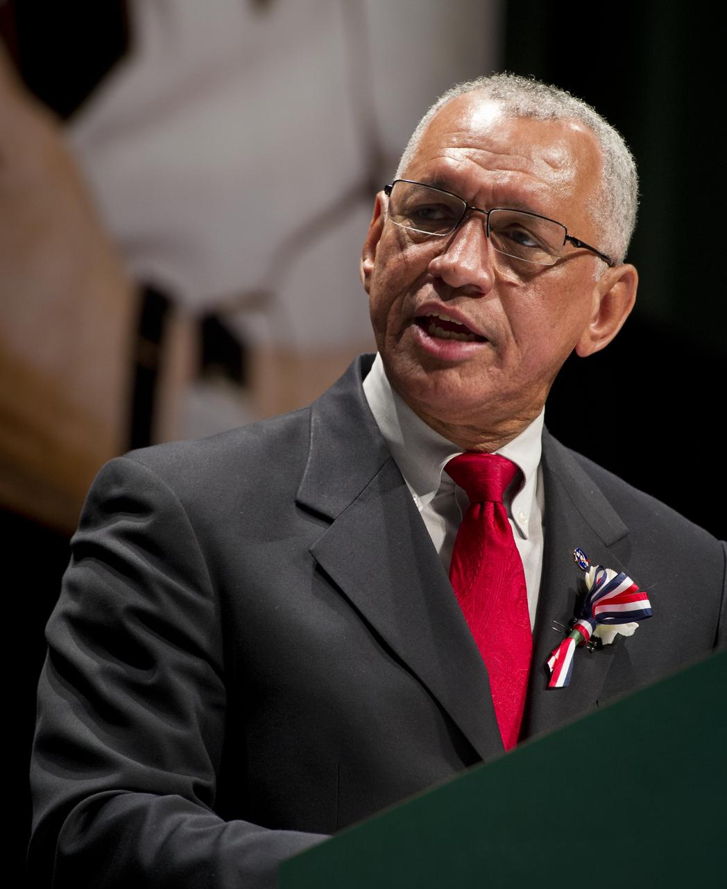 NASA Administrator Charles Bolden gives remarks at an event celebrating John Glenn's legacy and 50 years of americans in orbit held at the Cleveland State University Wolstein Center on Friday, March 3, 2012 in Cleveland, Ohio.  Glenn became the first American to orbit Earth in 1962.  Photo Credit: (NASA/Bill Ingalls)