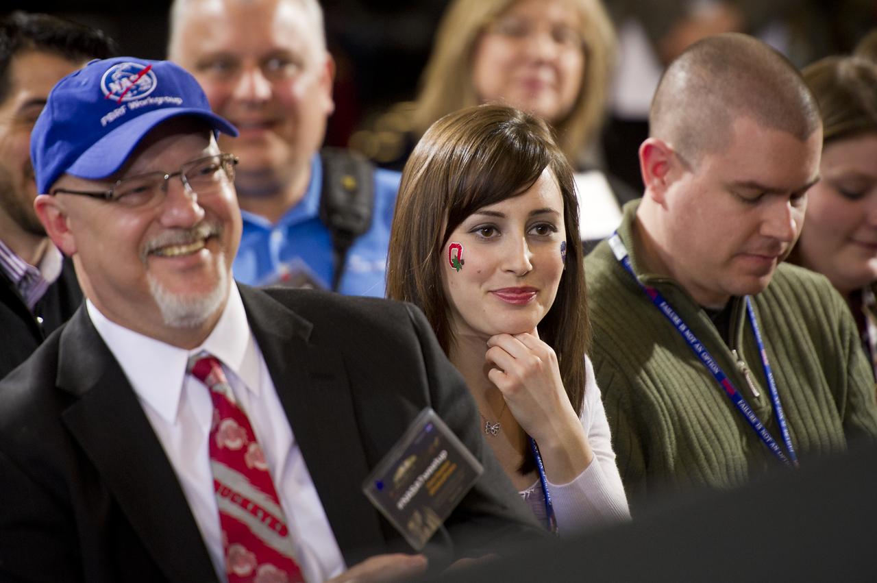 NASA Tweetup attendees listen to Sen. John Glenn at an event celebrating Glenn's legacy and 50 years of americans in orbit held at the Cleveland State University Wolstein Center on Friday, March 3, 2012 in Cleveland, Ohio. Glenn became the first American to orbit Earth in 1962.  Photo Credit: (NASA/Bill Ingalls)
