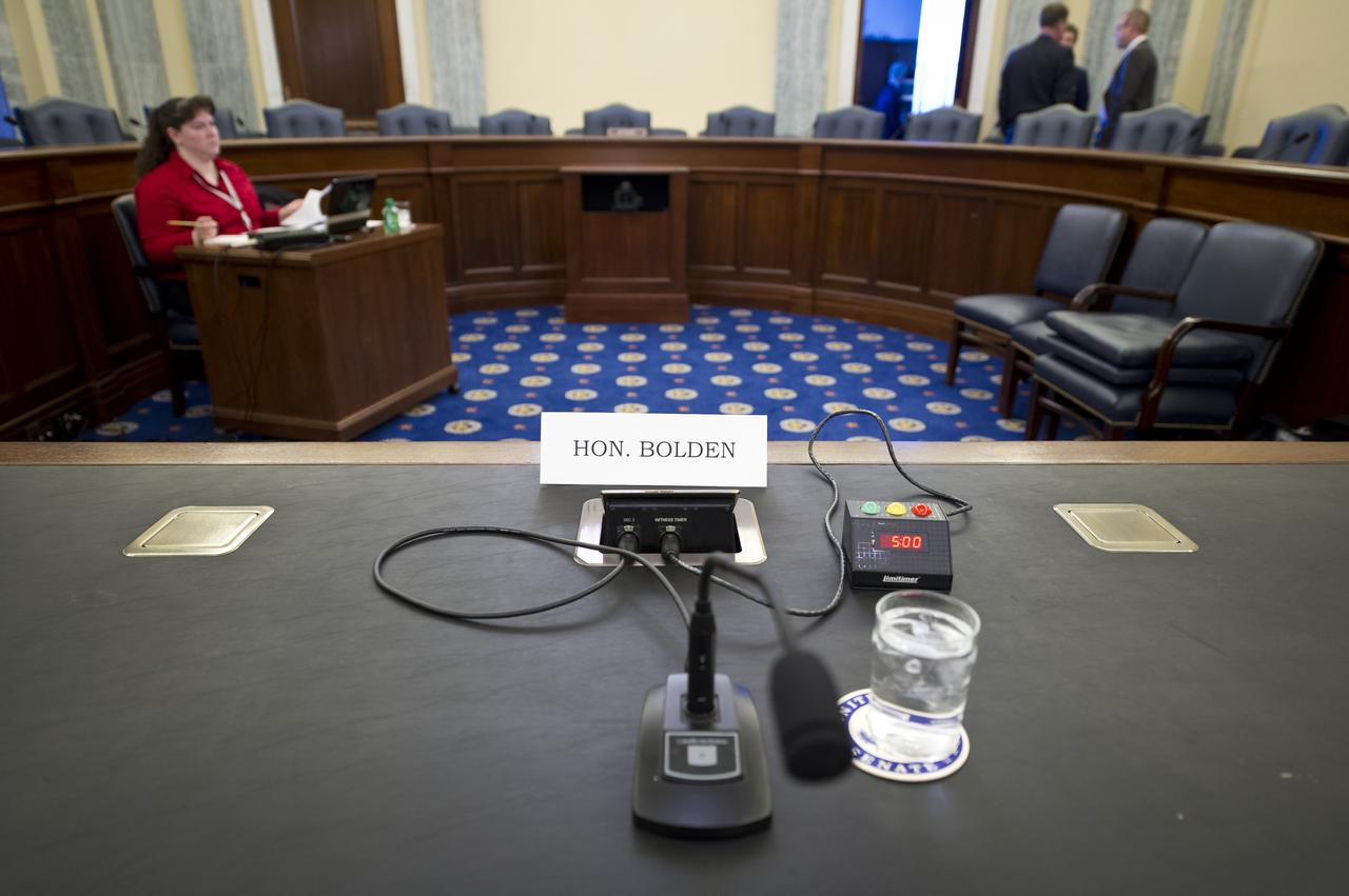 View from the witness table in the Russell Senate Office Building prior to the start of a U.S. Senate Committee on Commerce, Science, and Transportation hearing with NASA Administrator Charles Bolden as the first witness on Wednesday, March 7, 2012 in Washington.  Photo Credit: (NASA/Bill Ingalls)