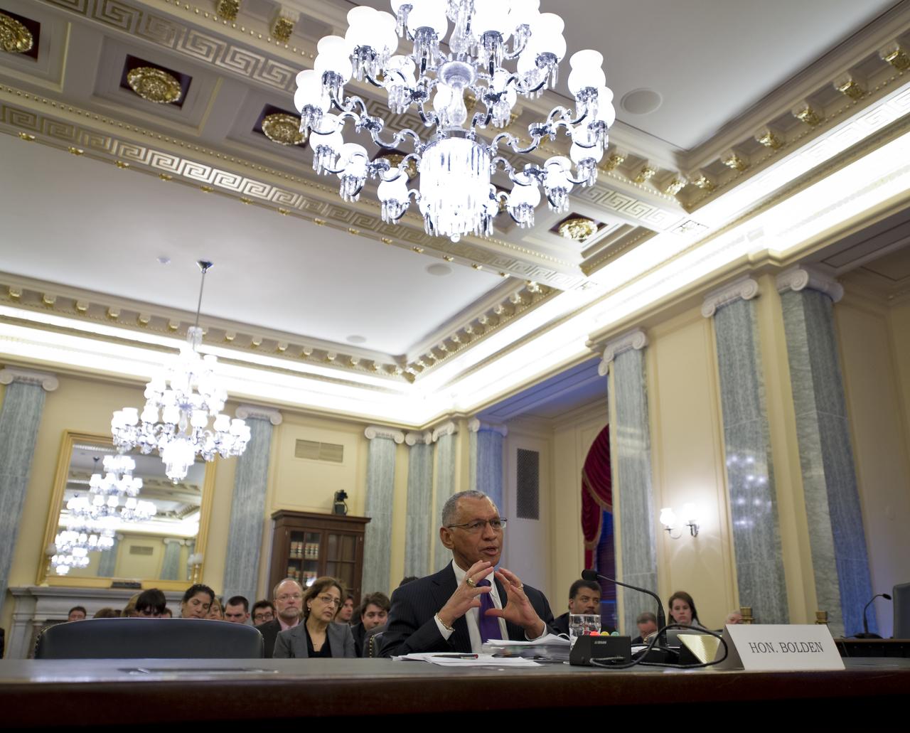 NASA Administrator Charles Bolden testifies during a U.S. Senate Committee on Commerce, Science, and Transportation hearing on Wednesday, March 7, 2012 in Washington. Photo Credit: (NASA/Bill Ingalls)