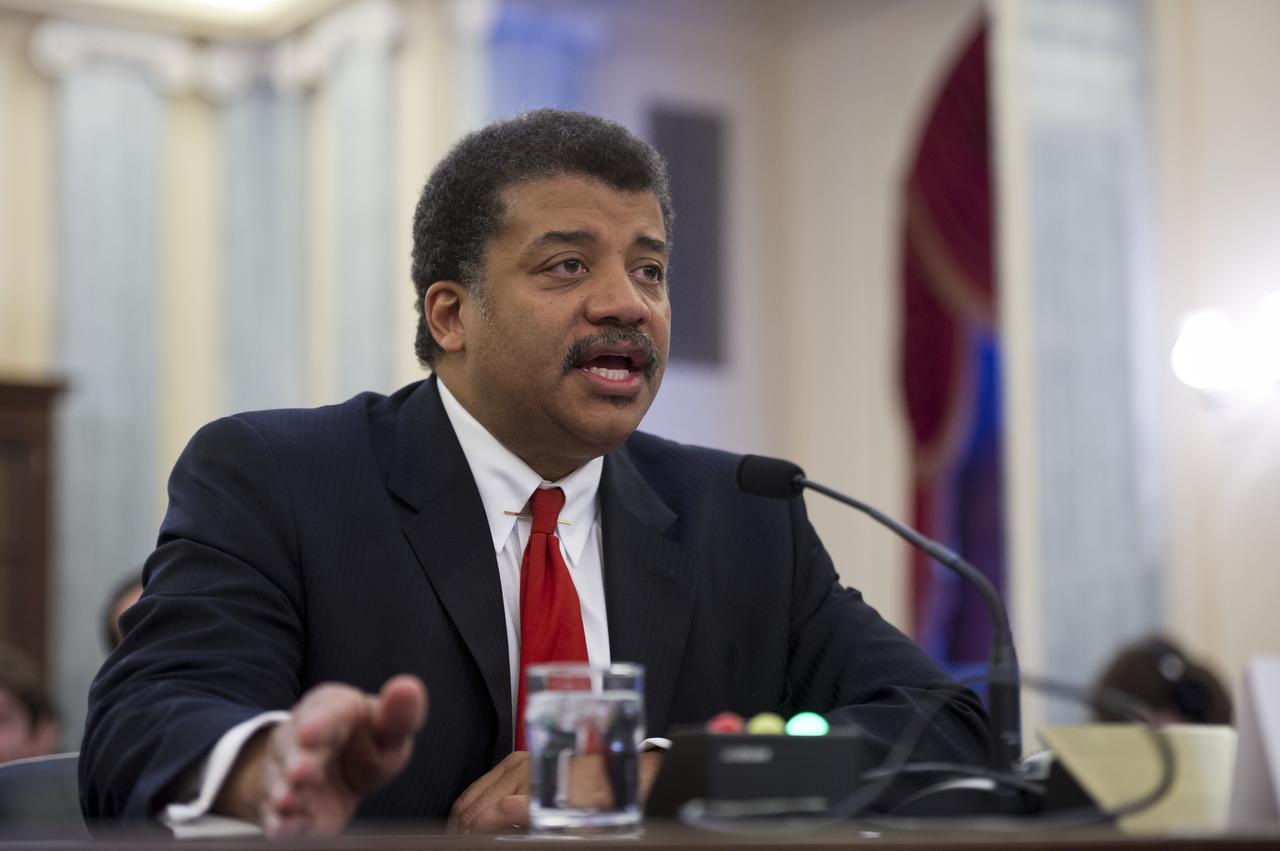 Astrophysicist, American Museum of Natural History and Director, Hayden Planetarium Dr. Neil deGrasse Tyson testifies during a U.S. Senate Committee on Commerce, Science, and Transportation hearing on Wednesday, March 7, 2012 in Washington.  NASA Administrator Charles Bolden testified at the same hearing prior to Tyson.  Photo Credit: (NASA/Bill Ingalls)