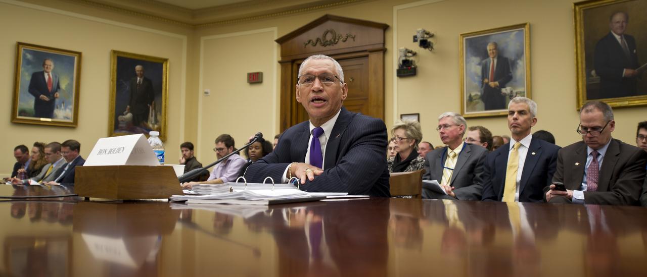 NASA Administrator Charles Bolden testifies during a U.S. House Science, Space and Technology Committee hearing on Wednesday, March 7, 2012 in Washington.  Photo Credit: (NASA/Bill Ingalls)