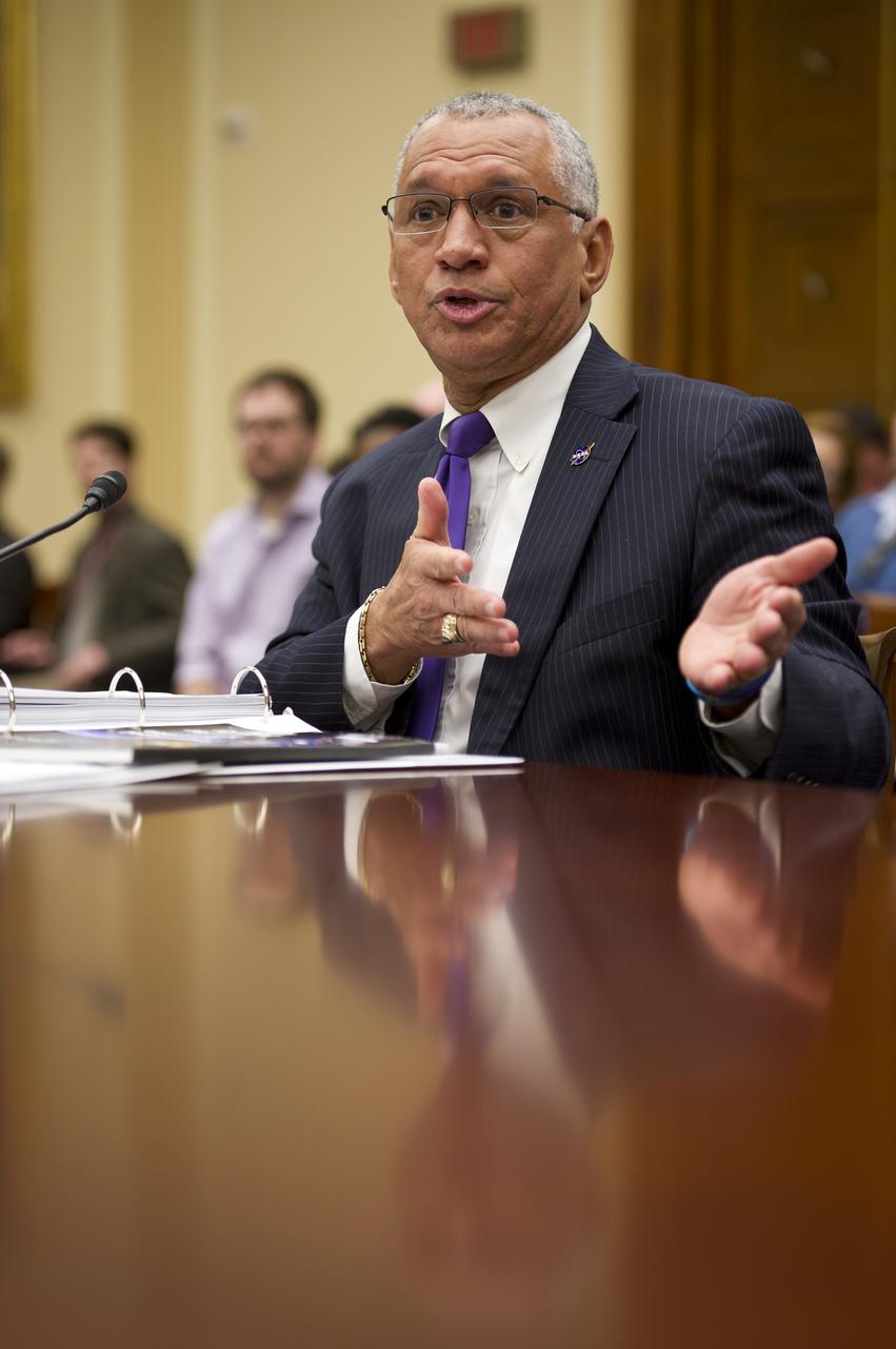 NASA Administrator Charles Bolden testifies during a U.S. House Science, Space and Technology Committee hearing on Wednesday, March 7, 2012 in Washington.  Photo Credit: (NASA/Bill Ingalls)
