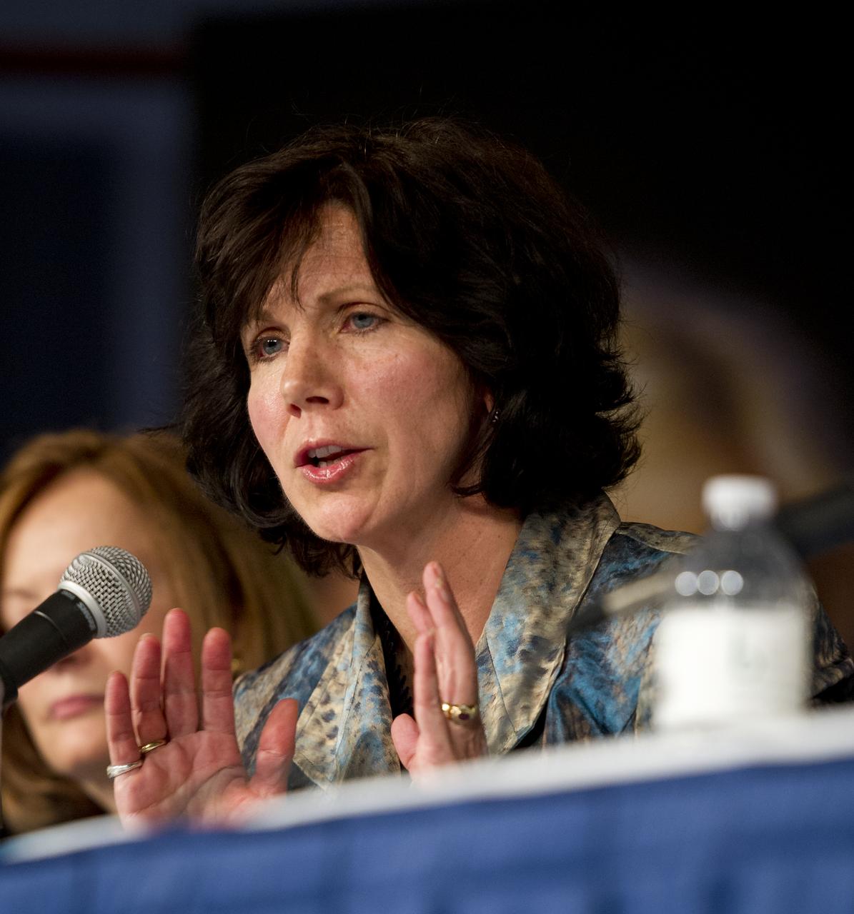 Catherine Didion, Senior Fellow, National Academy of Engineering, participates in a panel discussion at the Women, Innovation and Aerospace event celebrating Women's History Month at the George Washington University Jack Morton Auditorium, Thursday, March 8, 2012 in Washington.  The WIA day-long event will help to foster a discussion for students and early career professionals about how to continue to encourage women to enter and succeed in the field of aerospace.  Photo Credit:  (NASA/Carla Cioffi)