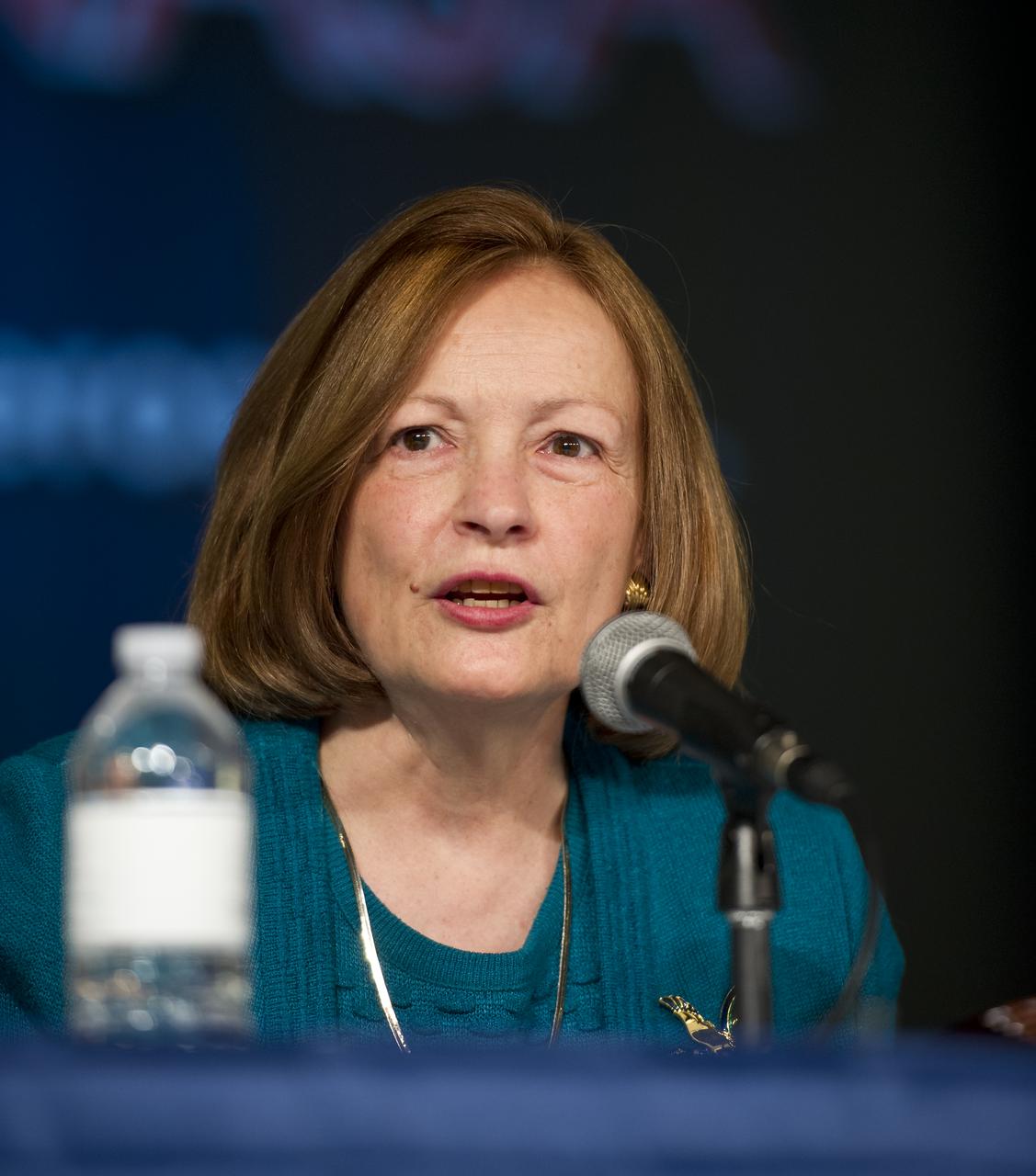 Marcia Smith, President, spacepolicyonline.com, participates in a panel discussion at the Women, Innovation and Aerospace event celebrating Women's History Month at the George Washington University Jack Morton Auditorium, Thursday, March 8, 2012 in Washington.  The WIA day-long event will help to foster a discussion for students and early career professionals about how to continue to encourage women to enter and succeed in the field of aerospace.  Photo Credit:  (NASA/Carla Cioffi)