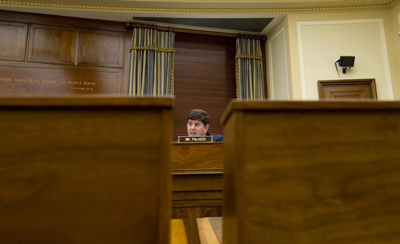 U.S. Congressman Steven Palazzo (R-MS) asks a question during a hearing before the House Committee on Science, Space, and Technology regarding access to and sustainability of the International Space Station, Wednesday, March 28, 2012 at the Rayburn House Office Building in Washington.  Photo Credit:  (NASA/Carla Cioffi)