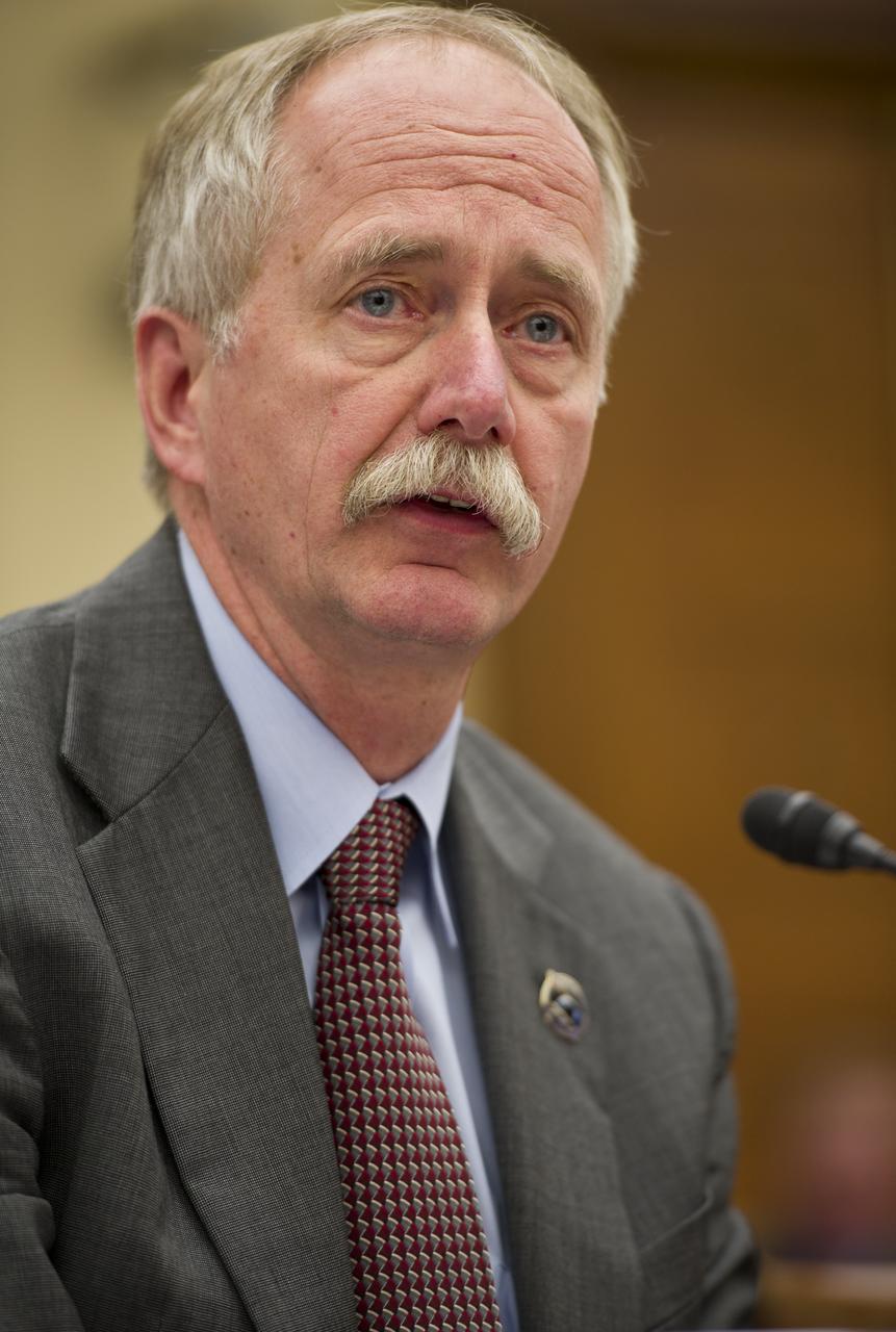 William Gerstenmaier, Associate Administrator, Human Exploration and Operations Mission Directorate, NASA Headquarters, testifies during a hearing before the House Committee on Science, Space, and Technology regarding access to and sustainability of the International Space Station, Wednesday, March 28, 2012 at the Rayburn House Office Building in Washington.  Photo Credit:  (NASA/Carla Cioffi)