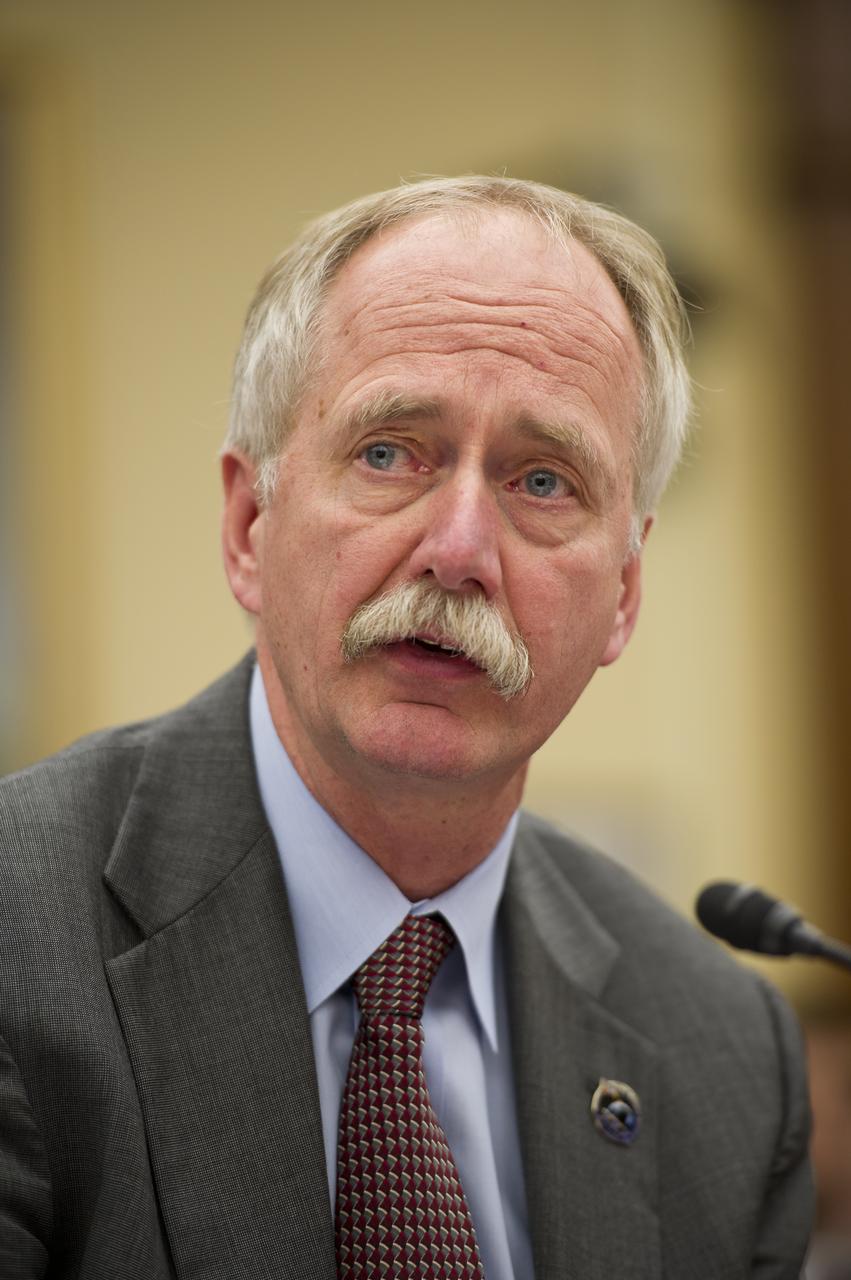 William Gerstenmaier, Associate Administrator, Human Exploration and Operations Mission Directorate, NASA Headquarters, testifies during a hearing before the House Committee on Science, Space, and Technology regarding access to and sustainability of the International Space Station, Wednesday, March 28, 2012 at the Rayburn House Office Building in Washington.  Photo Credit:  (NASA/Carla Cioffi)