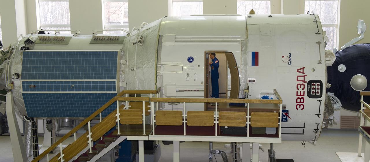 NASA flight engineer Joe Acaba is seen training in a mockup of the International Space Station Zvezda service module, Monday, April 23, 2012 at the Gagarin Cosmonaut Training Center in Star City, Russia. Acaba, Soyuz commander Gennady Padalk and flight engineer Sergei Revin are set to launch May 15 from the Baikonur Cosmodrome in their Soyuz TMA-04M spacecraft to the International Space Station. Photo Credit: (NASA/Carla Cioffi)