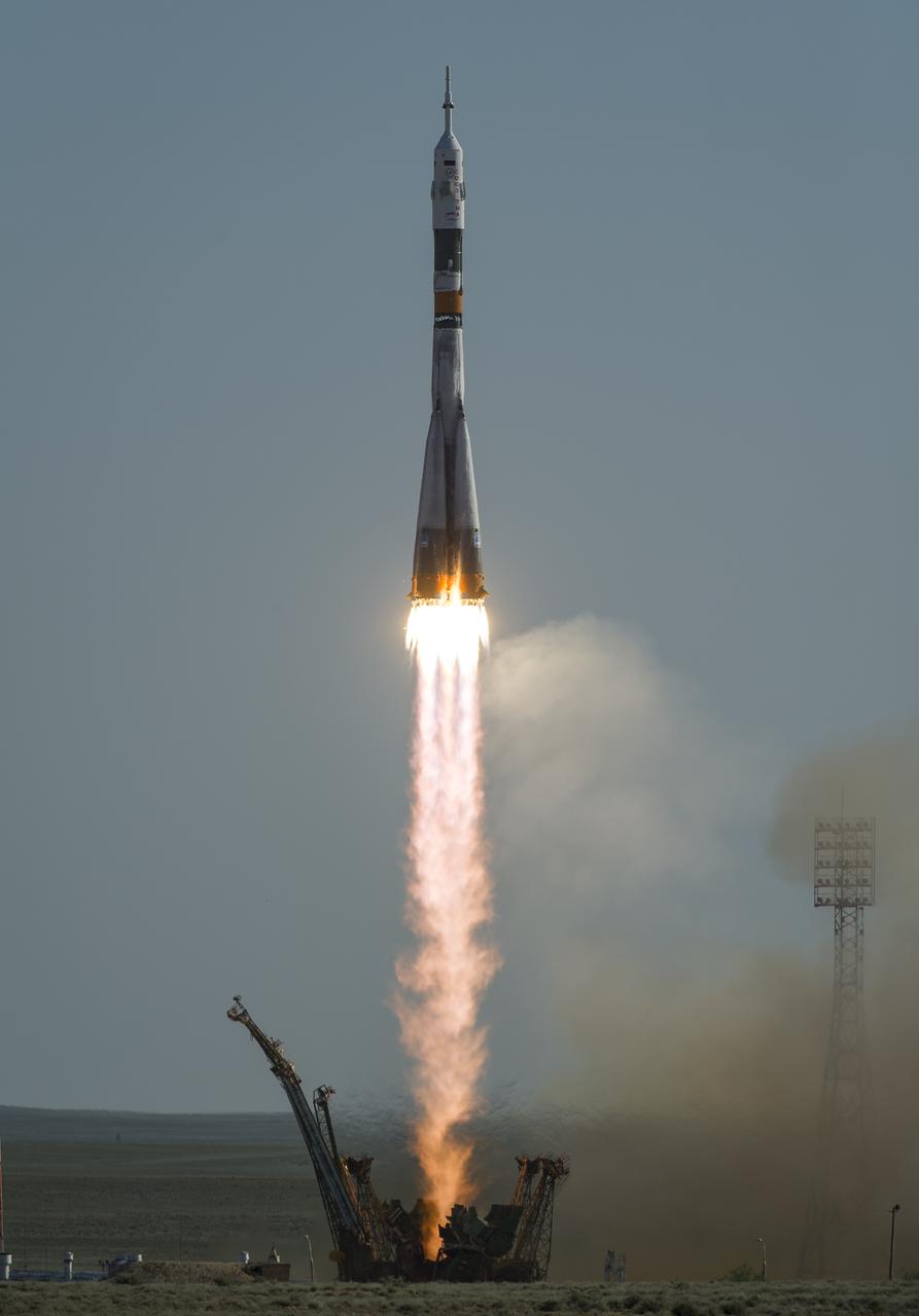 The Soyuz TMA-04M rocket launches from the Baikonur Cosmodrome in Kazakhstan on Tuesday, May 15, 2012 carrying Expedition 31 Soyuz Commander Gennady Padalka, NASA Flight Engineer Joseph Acaba and Flight Engineer Sergei Revin to the International Space Station. Photo Credit: (NASA/Bill Ingalls)
