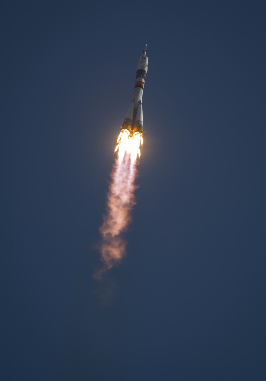 The Soyuz TMA-04M rocket launches from the Baikonur Cosmodrome in Kazakhstan on Tuesday, May 15, 2012 carrying Expedition 31 Soyuz Commander Gennady Padalka, NASA Flight Engineer Joseph Acaba and Flight Engineer Sergei Revin to the International Space Station. Photo Credit: (NASA/Bill Ingalls)