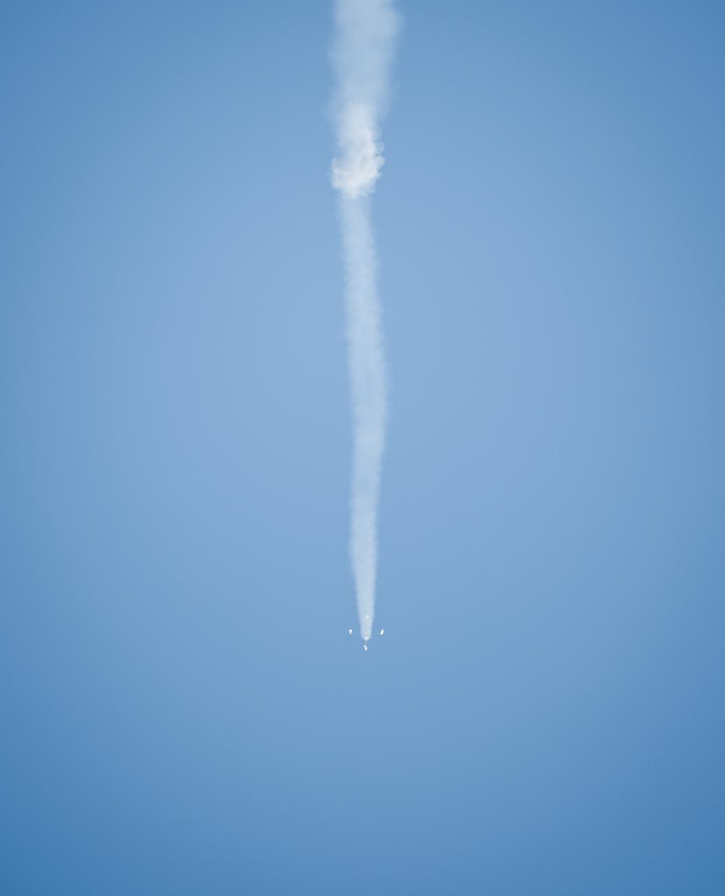 The Soyuz TMA-04M rocket boosters are seen being jettisoned during the launch from the Baikonur Cosmodrome in Kazakhstan on Tuesday, May 15, 2012. Expedition 31 Soyuz Commander Gennady Padalka, NASA Flight Engineer Joseph Acaba and Flight Engineer Sergei Revin were launched to the International Space Station at 9:01am Kazakhstan time. Photo Credit: (NASA/Bill Ingalls)