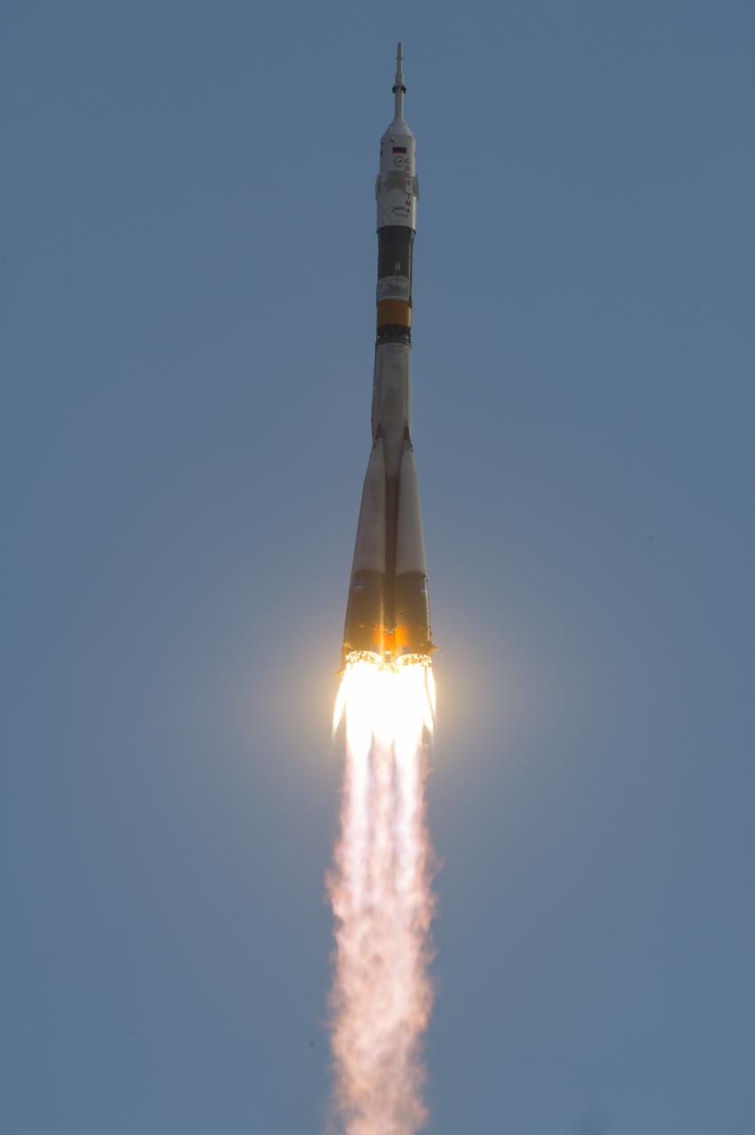 The Soyuz TMA-05M rocket launches from the Baikonur Cosmodrome in Kazakhstan on Sunday, July 15, 2012 carrying Expedition 32 Soyuz Commander Yuri Malenchenko, NASA Flight Engineer Sunita Williams and JAXA (Japan Aerospace Exploration Agency) Flight Engineer Akihiko Hoshide to the International Space Station.  Photo Credit: (NASA/Carla Cioffi)