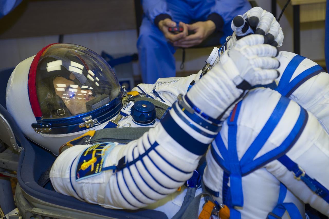 Expedition 32 JAXA Flight Engineer Akihiko Hoshide lies in a chair to have his Russian Sokol suit pressure checked in preparation for his launch onboard the Soyuz TMA-05M on Sunday, July 15, 2012 at the Baikonur Cosmodrome in Kazakhstan. The launch of the Soyuz spacecraft with Hoshide, Soyuz Commander Yuri Malenchenko and NASA Flight Engineer Sunita Williams is scheduled for the morning of Sunday, July 15, local time.  Photo Credit: (NASA/GCTC/Irina Peshkova)