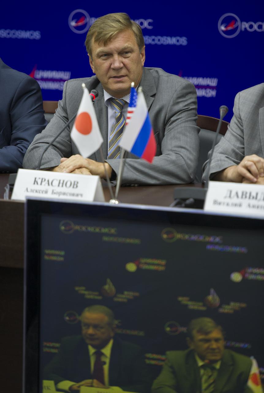 Alexey Krasnov, Director, Human Space Flight Program for Roscosmos speaks at a press conference following the docking of the Soyuz TMA-05M with the International Space Station on Tuesday, July 17, 2012 at Russian Mission Control Center in Korolev, Russia. Onboard the soyuz spacecraft are Expedition 32 Soyuz Commander Yuri Malenchenko, NASA Flight Engineer Sunita Williams, and JAXA Flight Engineer Akihiko Hoshide.  The crew of three launched at 8:40 a.m. Kazakhstan time on Tuesday, July 15 from the Baikonur Cosmodrome in Kazakhstan.  Photo Credit: (NASA/Carla Cioffi)