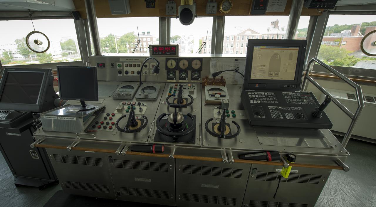 The Bridge of the Woods Hole Oceanographic Institution's research vessel Knorr is seen on Tuesday, Sept. 4, 2012, in Woods Hole, Mass.  Knorr is scheduled to depart on Sept. 6 to take part in the Salinity Processes in the Upper Ocean Regional Study (SPURS).  The NASA-sponsored expedition will sail to the North Atlantic's saltiest spot to get a detailed, 3-D picture of how salt content fluctuates in the ocean's upper layers and how these variations are related to shifts in rainfall patterns around the planet.  Photo Credit: (NASA/Bill Ingalls)