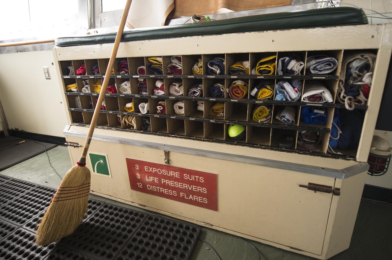 International maritime signal flags are seen on the bridge of the Woods Hole Oceanographic Institution's research vessel Knorr on Tuesday, Sept. 4, 2012, in Woods Hole, Mass.  Knorr is scheduled to depart on Sept. 6 to take part in the Salinity Processes in the Upper Ocean Regional Study (SPURS).  The NASA-sponsored expedition will sail to the North Atlantic's saltiest spot to get a detailed, 3-D picture of how salt content fluctuates in the ocean's upper layers and how these variations are related to shifts in rainfall patterns around the planet.  Photo Credit: (NASA/Bill Ingalls)