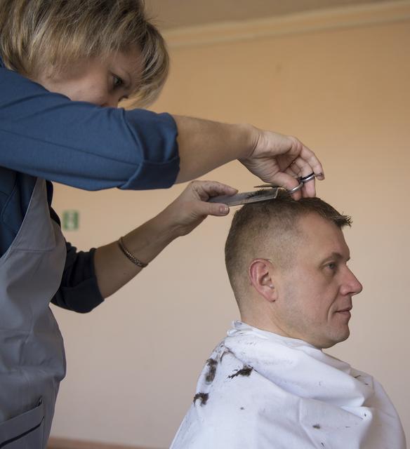 NASA image: Expedition 33 Crew Hair Cut