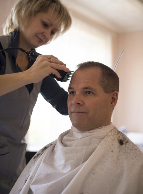 NASA image: Expedition 33 Crew Hair Cut