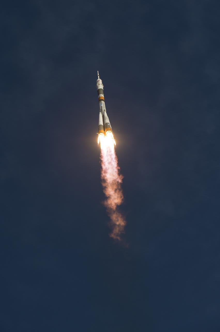 The Soyuz rocket with Expedition 33/34 crew members, Soyuz Commander Oleg Novitskiy, Flight Engineer Kevin Ford of NASA, and Flight Engineer Evgeny Tarelkin of ROSCOSMOS onboard the TMA-06M spacecraft launches to the International Space Station on Tuesday, October 23, 2012, in Baikonur, Kazakhstan. Ford, Novitskiy and Tarelkin will be on a five-month mission aboard the International Space Station. Photo Credit: (NASA/Bill Ingalls)