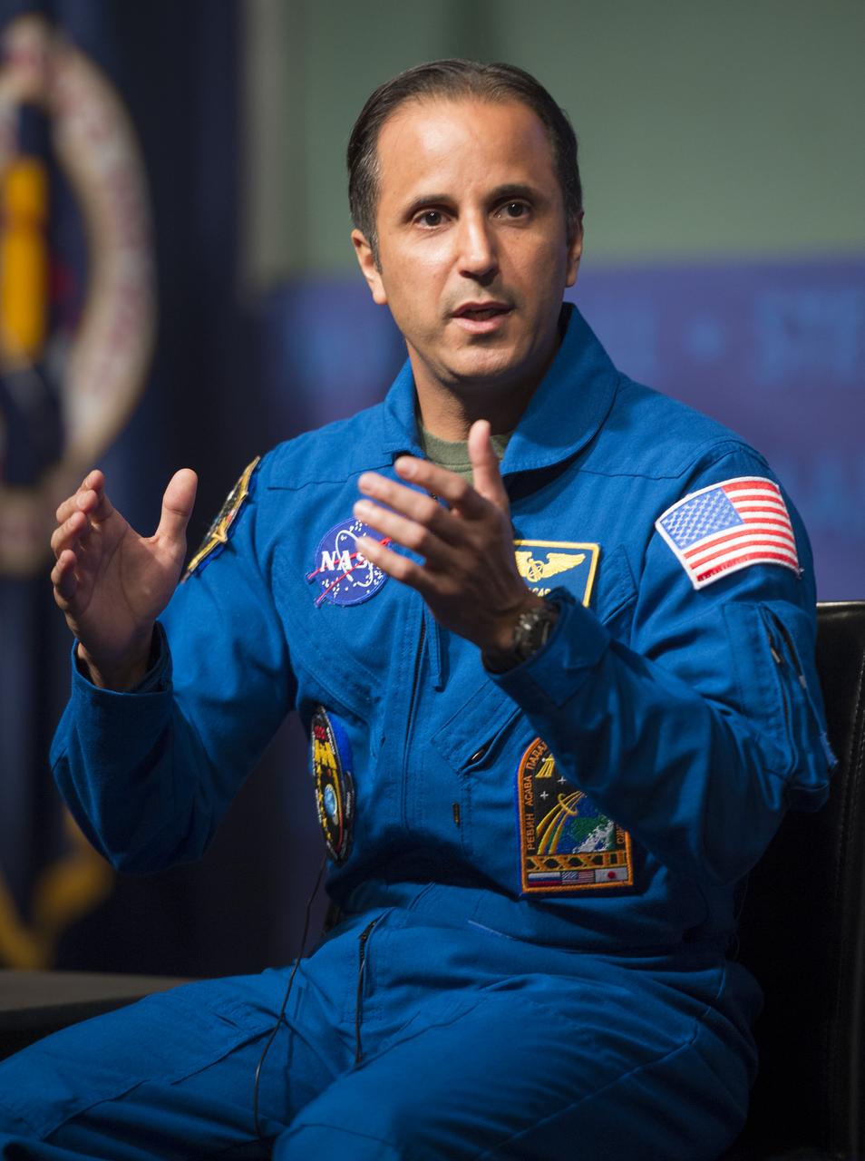 NASA astronaut Joe Acaba speaks at a behind-the-scenes NASA Social at NASA Headquarters on Tuesday, Dec. 4, 2012 in Washington. Acaba launched to the International Space Station on a Russian Soyuz spacecraft May 15, 2012, spending 123 days aboard as a flight engineer of the Expedition 31 and 32 crews. He recently returned to Earth on Sept. 17 after four months in low earth orbit. Photo Credit: (NASA/Carla Cioffi)