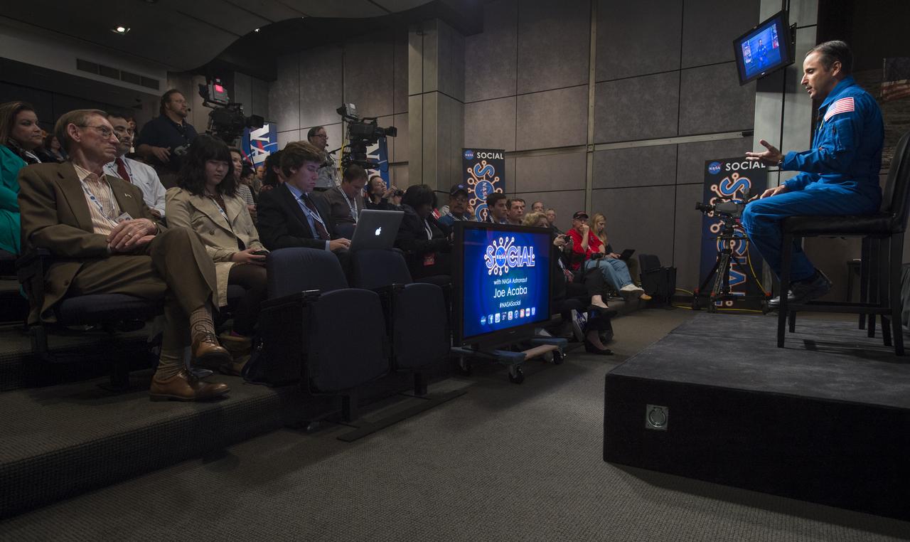 NASA astronaut Joe Acaba speaks at a behind-the-scenes NASA Social at NASA Headquarters on Tuesday, Dec. 4, 2012 in Washington. Acaba launched to the International Space Station on a Russian Soyuz spacecraft May 15, 2012, spending 123 days aboard as a flight engineer of the Expedition 31 and 32 crews. He recently returned to Earth on Sept. 17 after four months in low earth orbit. Photo Credit: (NASA/Carla Cioffi)