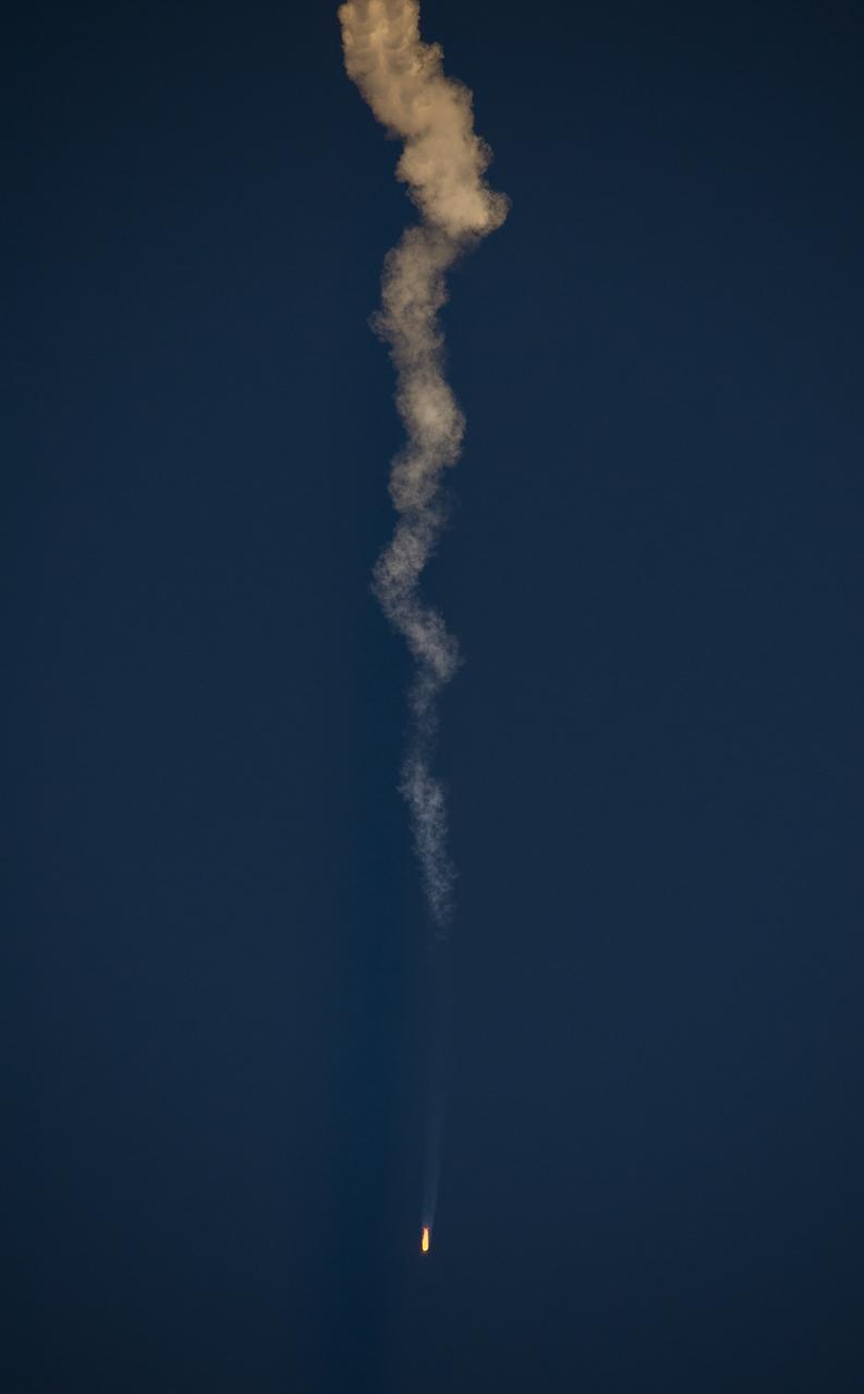 The Soyuz TMA-07M rocket launches from the Baikonur Cosmodrome in Kazakhstan on Wednesday, Dec. 19, 2012 carrying Expedition 34 NASA Flight Engineers Tom Marshburn, Soyuz Commander Roman Romanenko and Flight Engineer Chris Hadfield of the Canadian Space Agency (CSA) to the International Space Station.  Their Soyuz TMA-07M rocket launched at 6:12 p.m. local time.  Photo Credit: (NASA/Carla Cioffi)