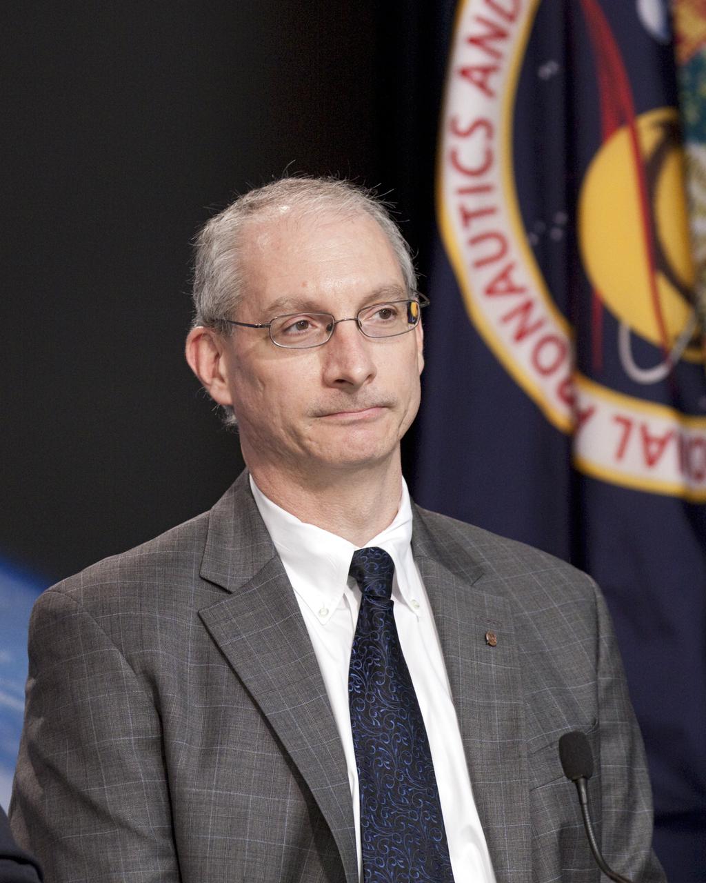 CAPE CANAVERAL, Fla. –- At a news conference, NASA and United Launch Alliance officials discussed preparations for the planned launch of NASA's Tracking and Data Relay Satellite, TDRS-K, atop an Atlas V rocket. Among those participating in the briefing is Jeffrey Gramling, NASA TDRS-K project manager, Goddard Space Flight Center in Greenbelt, Md. Liftoff for the TDRS-K is planned for Jan. 30, 2013. The TDRS-K spacecraft is part of the next-generation series in the Tracking and Data Relay Satellite System, a constellation of space-based communication satellites providing tracking, telemetry, command and high-bandwidth data return services. For more information, visit http:__www.nasa.gov_mission_pages_tdrs_index.html Photo credit: NASA_Kim Shiflett